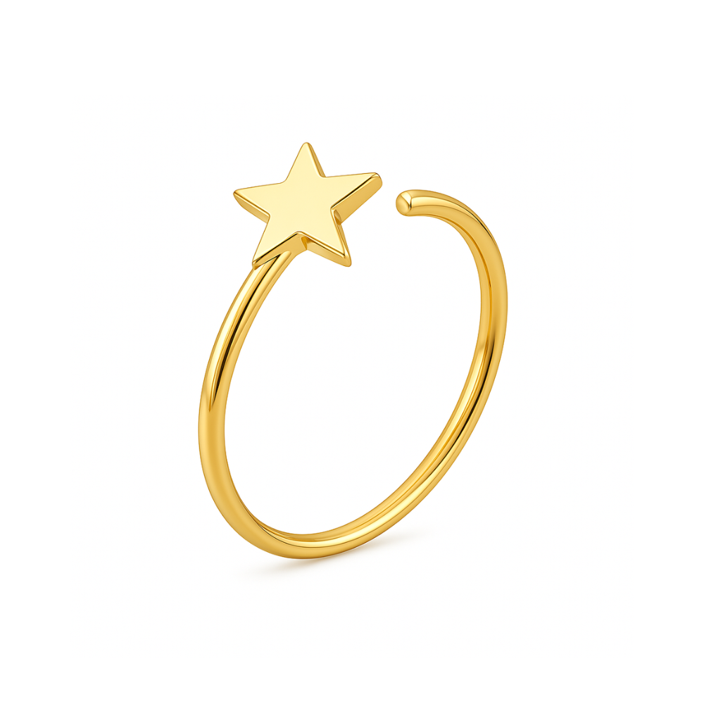 14K Gold Star Open Hoop Nose Ring - Monster Piercing