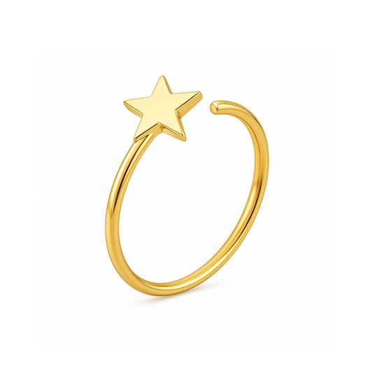 14K Gold Star Open Hoop Nose Ring - Monster Piercing