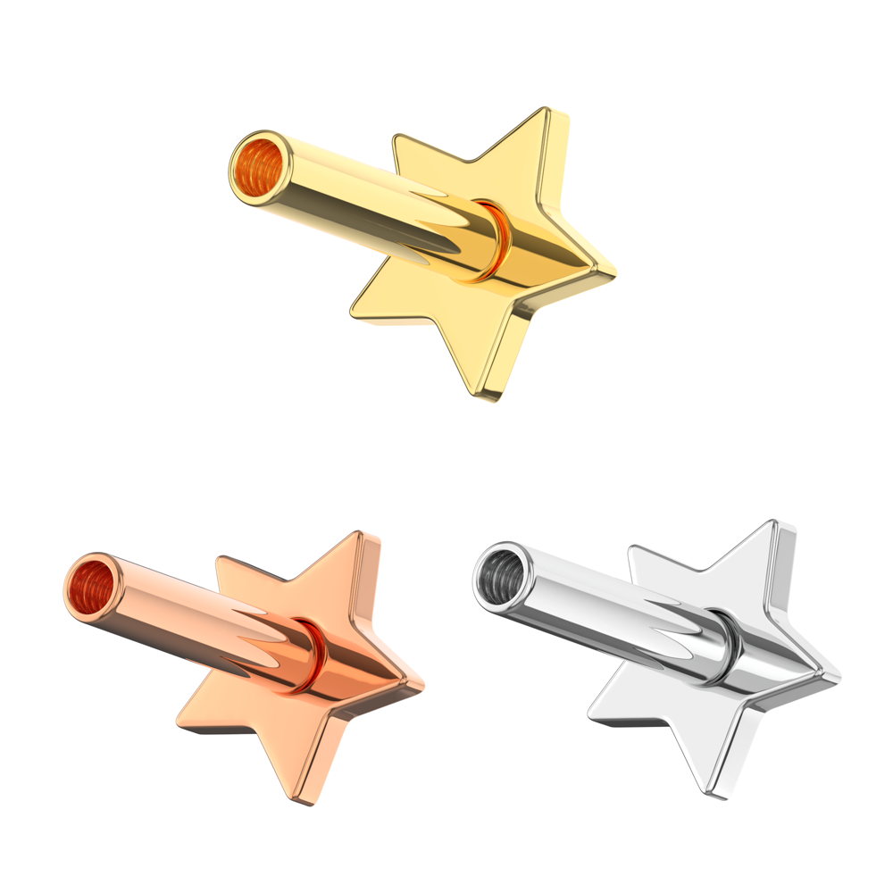 925 Sterling Silver Internally Threaded Star Back Labret Bar