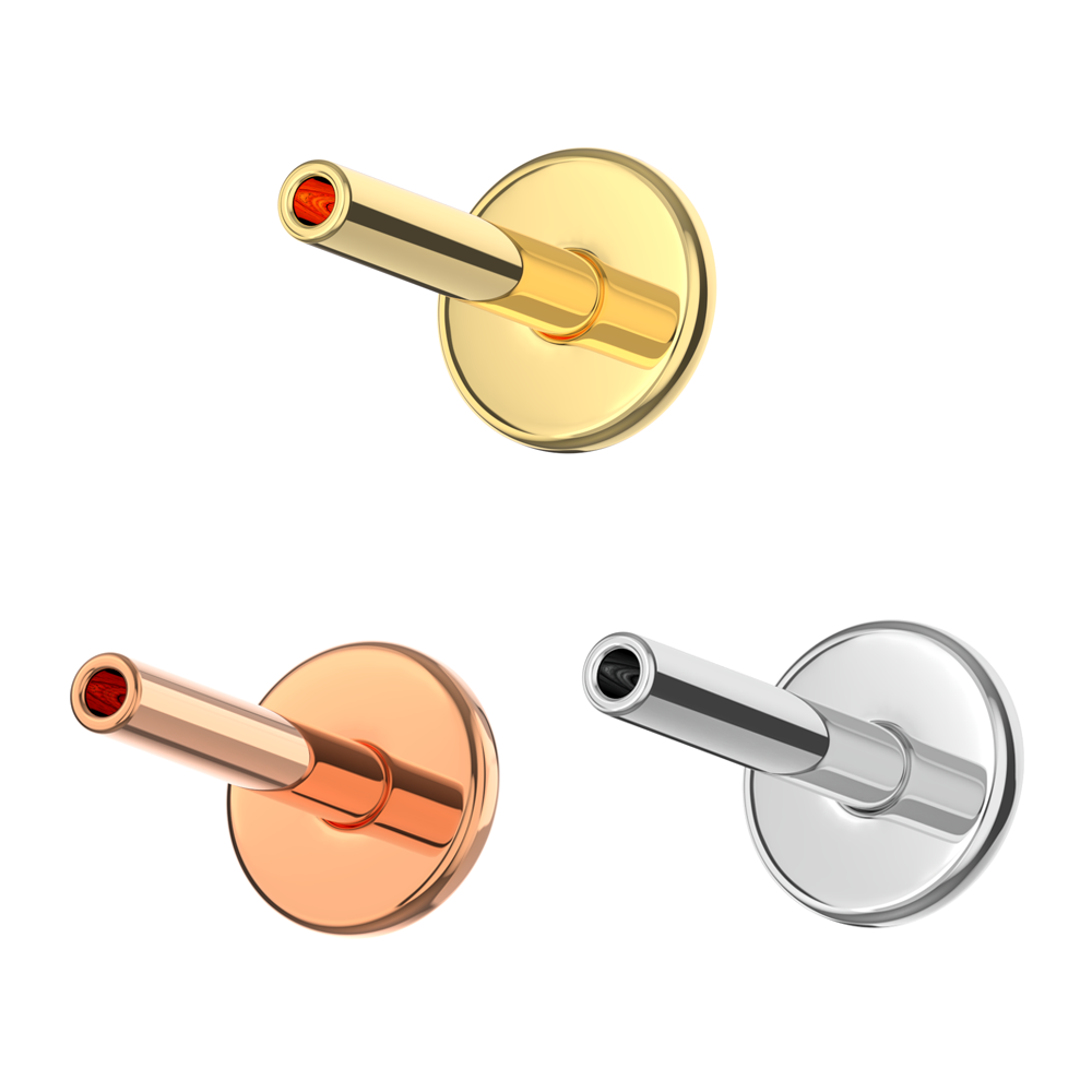 925 Sterling Silver Push-Fit Flat Back Labret Bar - Monster Piercing