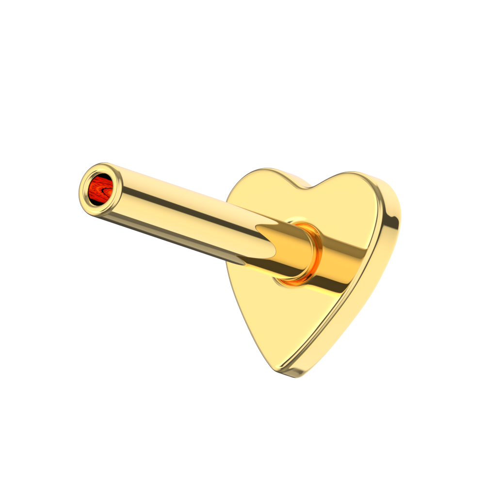 925 Sterling Silver Push-Fit Heart Back Labret Bar - Monster Piercing