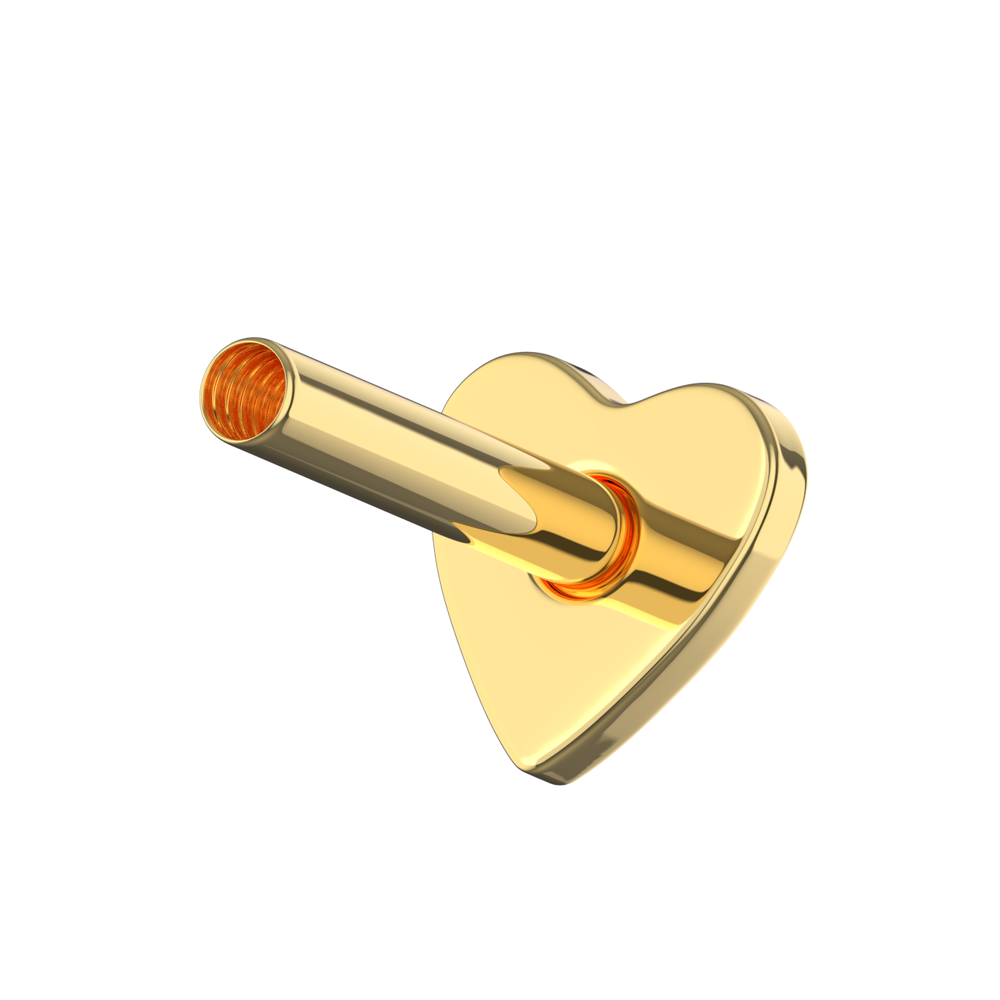 925 Sterling Silver Internally Threaded Heart Back Labret Bar - Monster Piercing