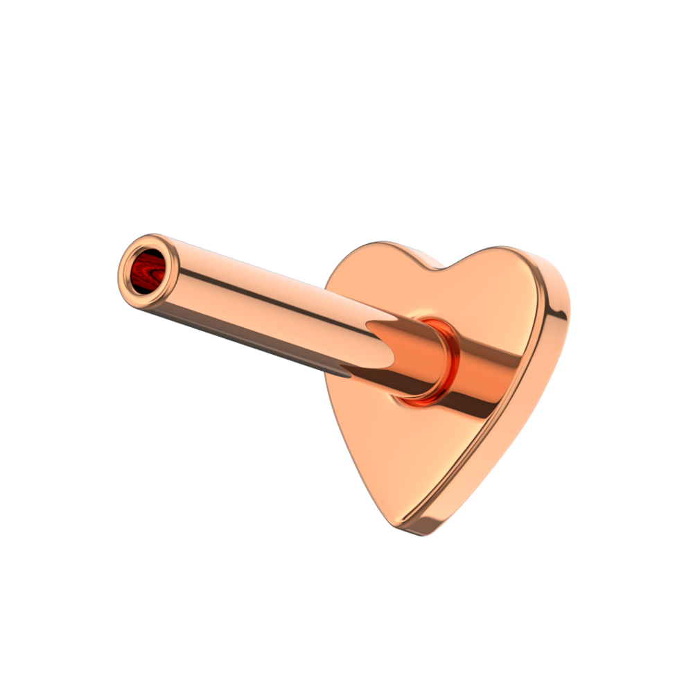 925 Sterling Silver Push-Fit Heart Back Labret Bar - Monster Piercing