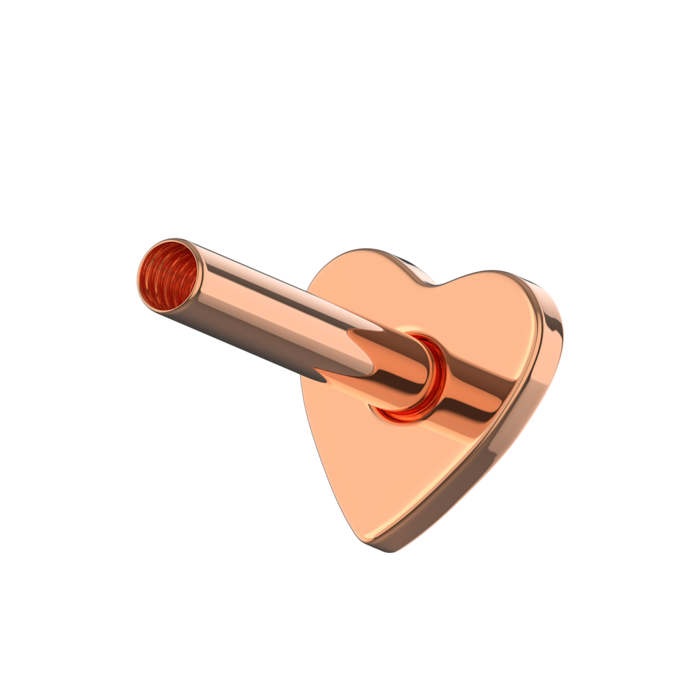 925 Sterling Silver Internally Threaded Heart Back Labret Bar - Monster Piercing