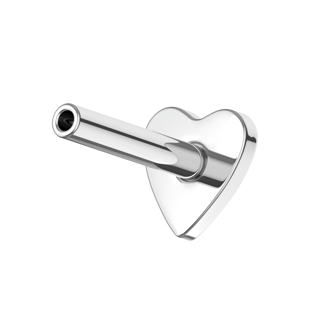 925 Sterling Silver Push-Fit Heart Back Labret Bar - Monster Piercing