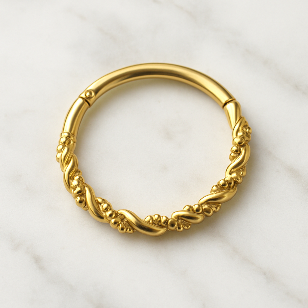 925 Sterling Silver Twisted Style Segment Clicker Ring - Monster Piercing