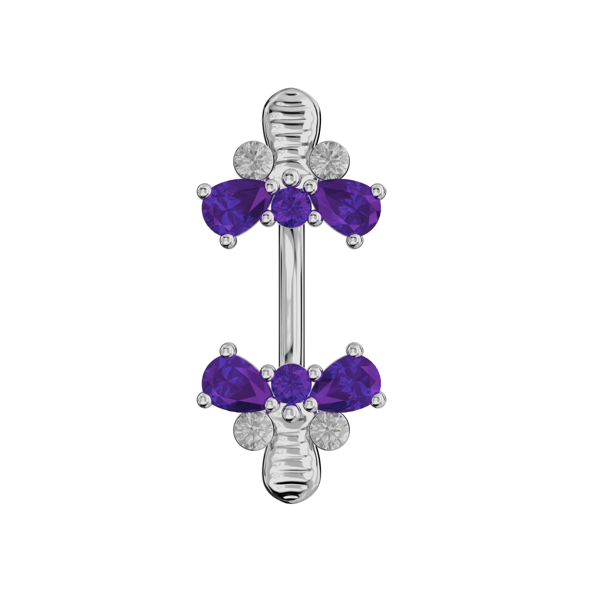 925 Sterling Silver Jewelled Bumble Bees Spinal Ring - Monster Piercing