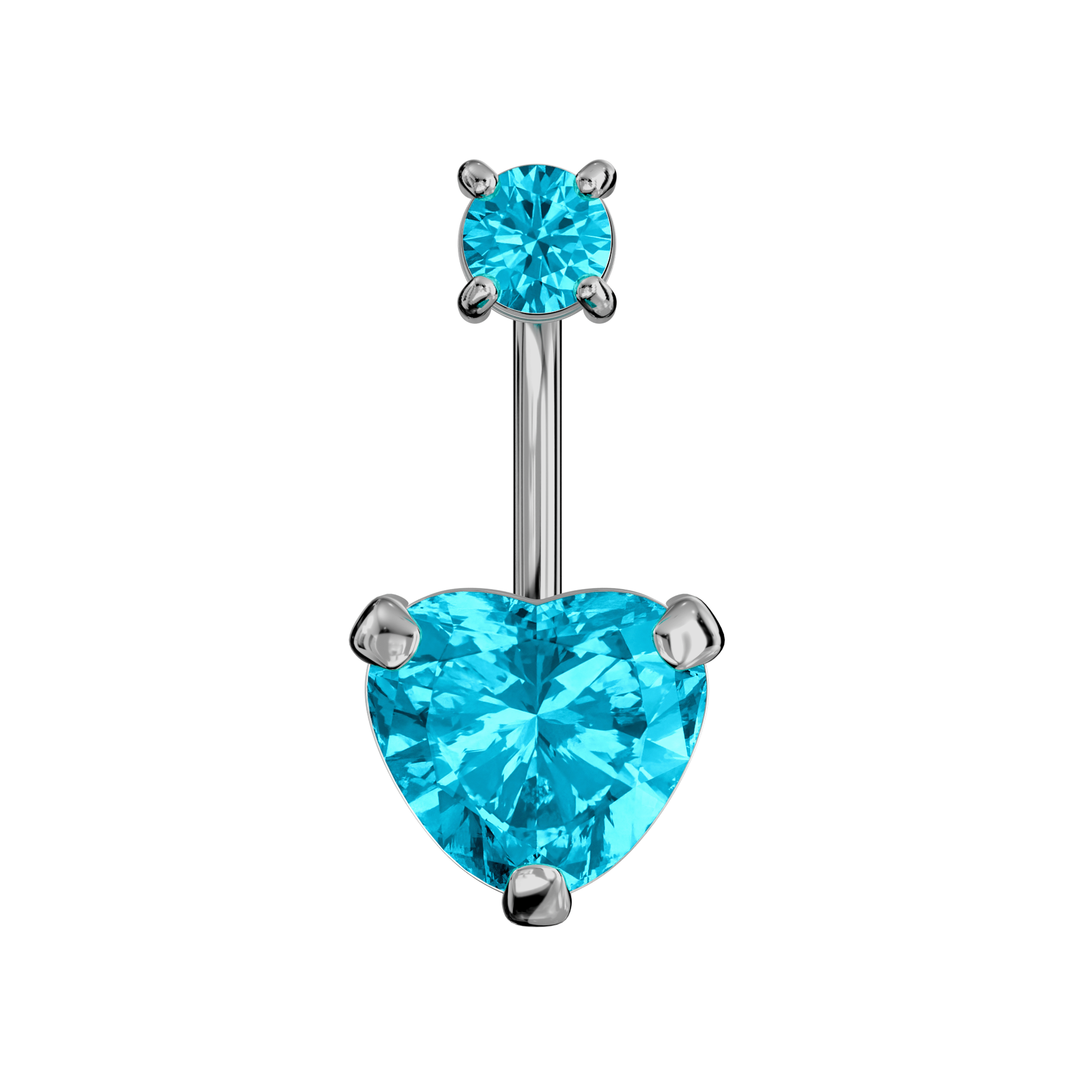 925 Sterling Silver Jewelled Heart Spinal Belly Ring - Monster Piercing