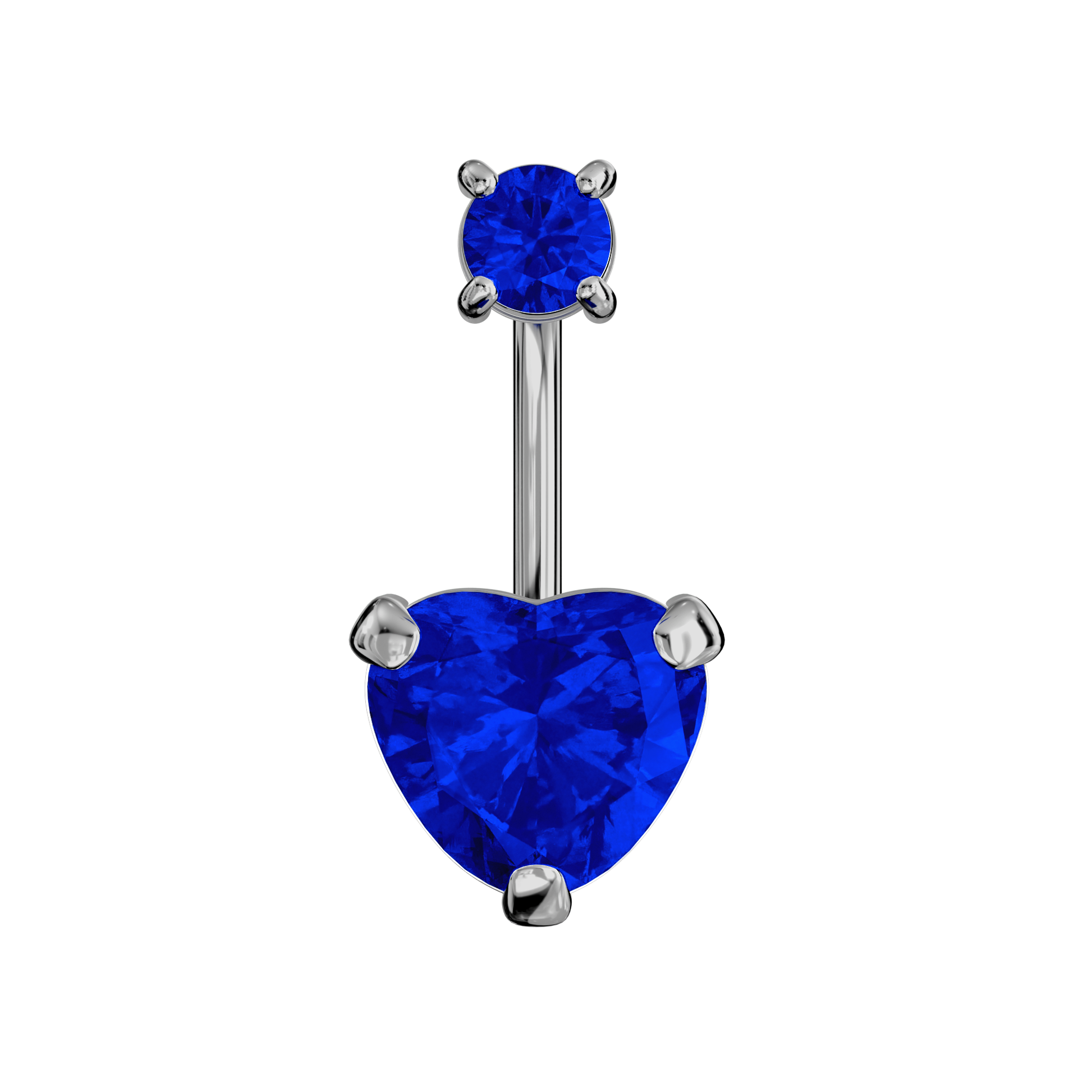 925 Sterling Silver Jewelled Heart Spinal Belly Ring - Monster Piercing