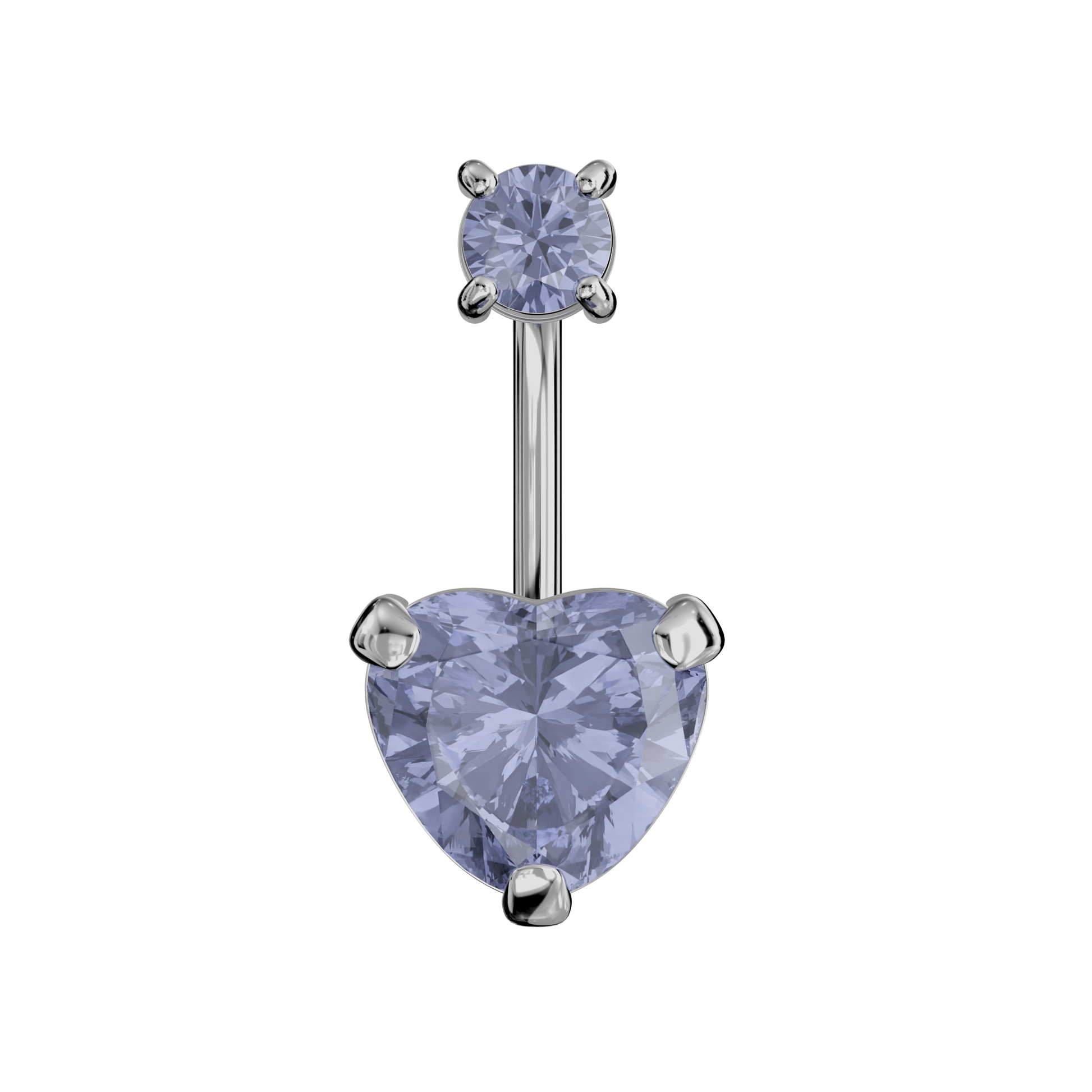 925 Sterling Silver Jewelled Heart Spinal Belly Ring - Monster Piercing