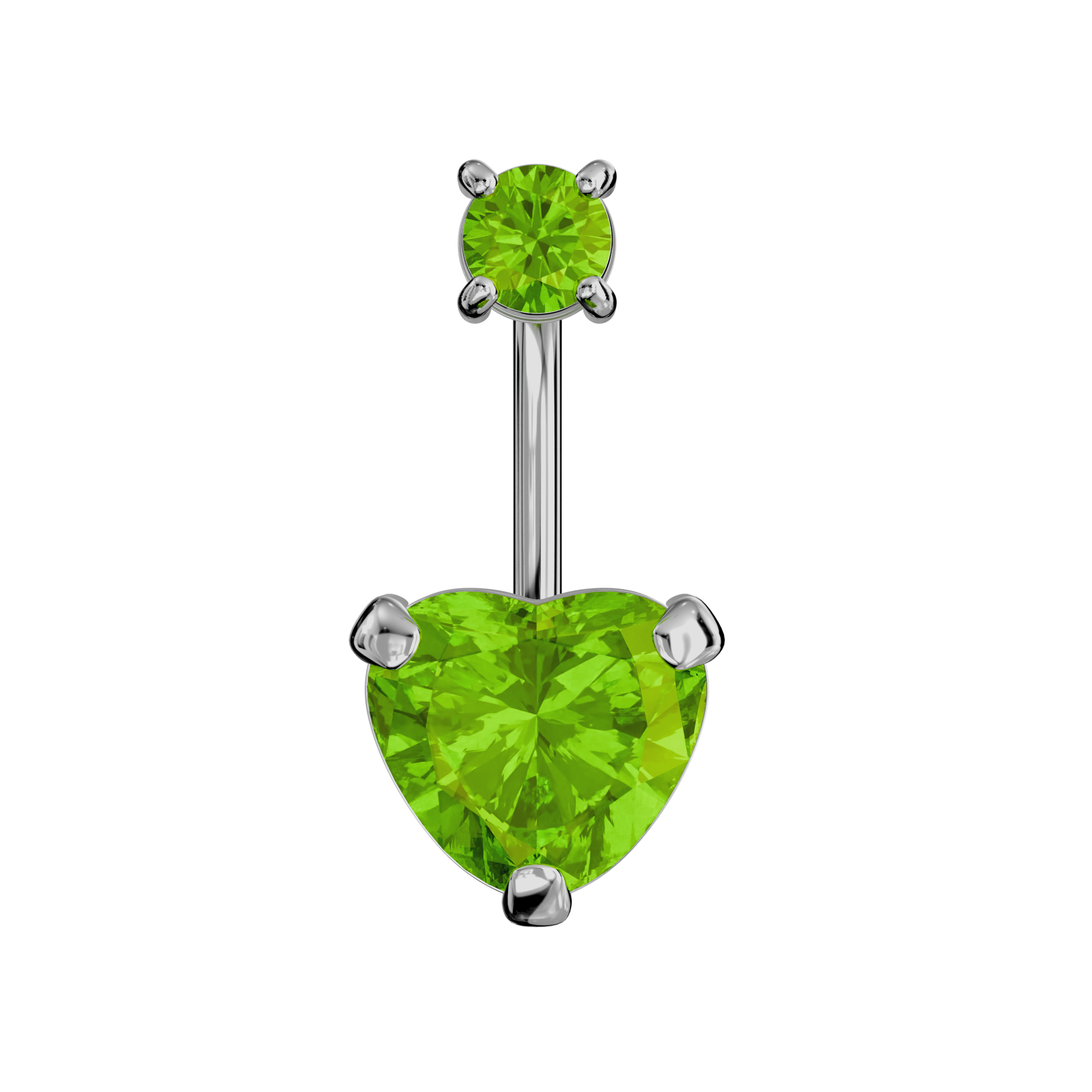 925 Sterling Silver Jewelled Heart Spinal Belly Ring - Monster Piercing