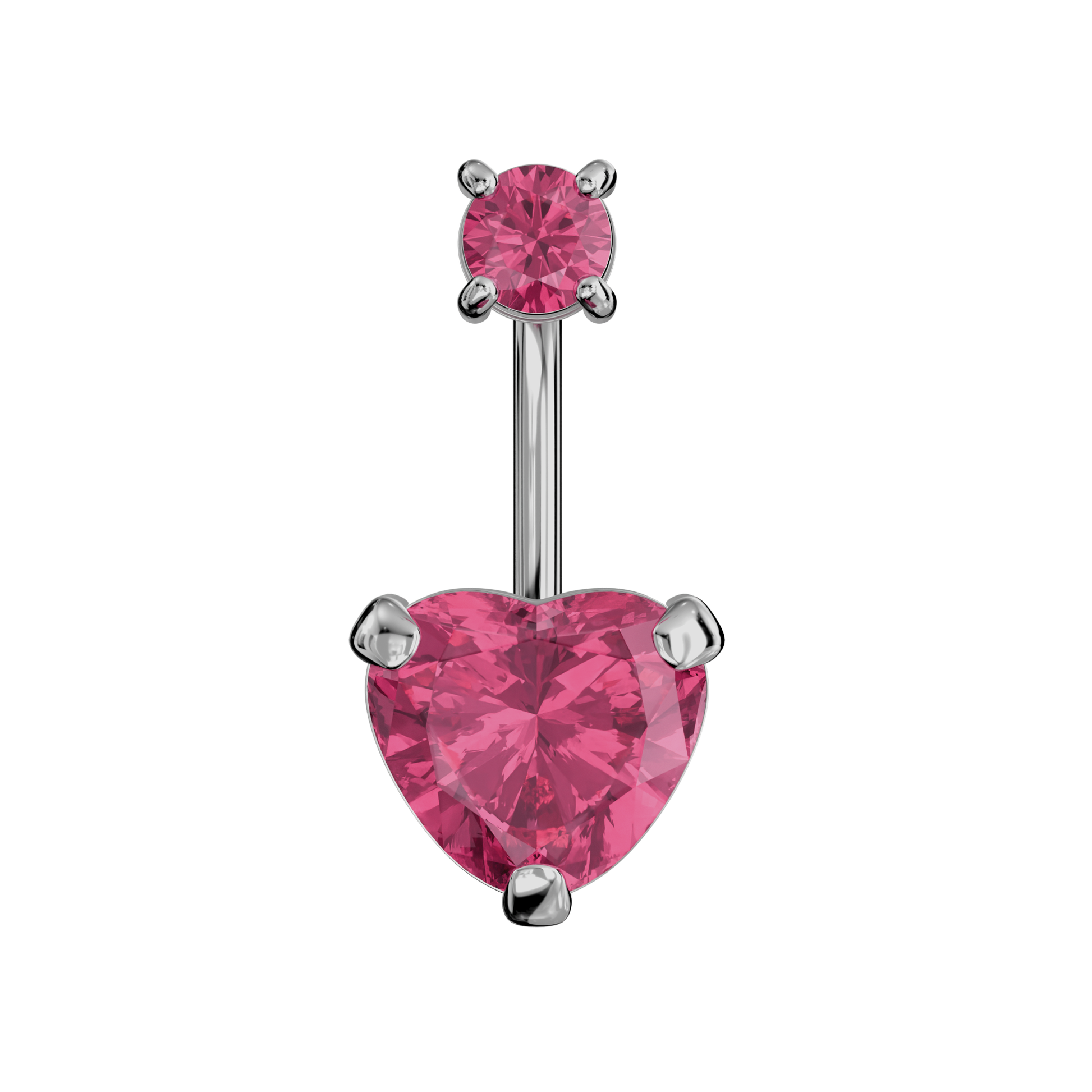 925 Sterling Silver Jewelled Heart Spinal Belly Ring - Monster Piercing