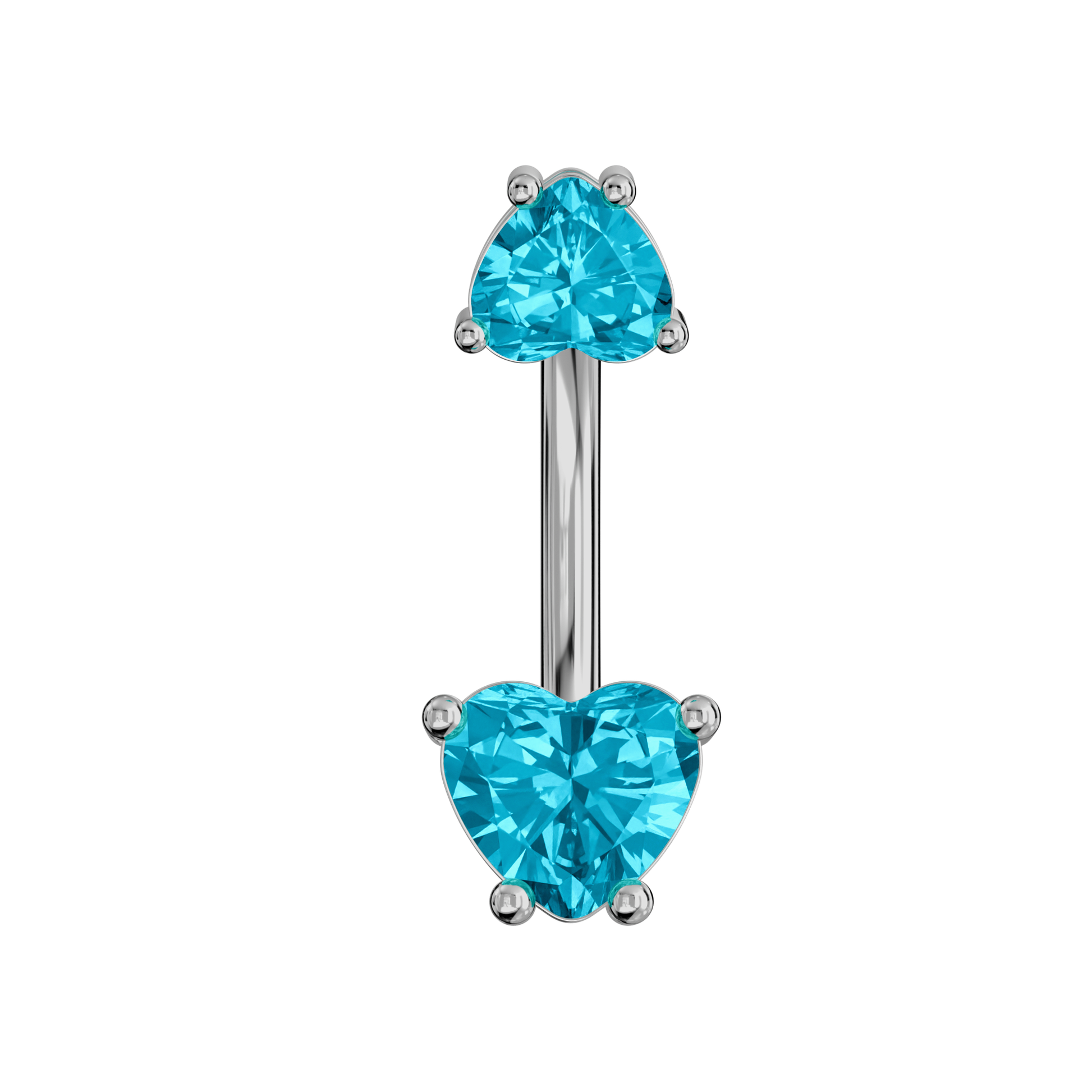 925 Sterling Silver Jewelled Hearts Spinal Belly Button Ring - Monster Piercing