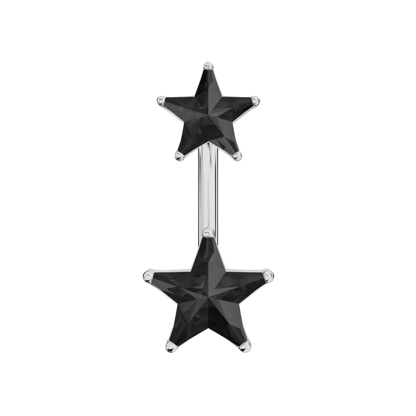 925 Sterling Silver Jewelled Star Studded Spinal Belly Button Ring - Monster Piercing