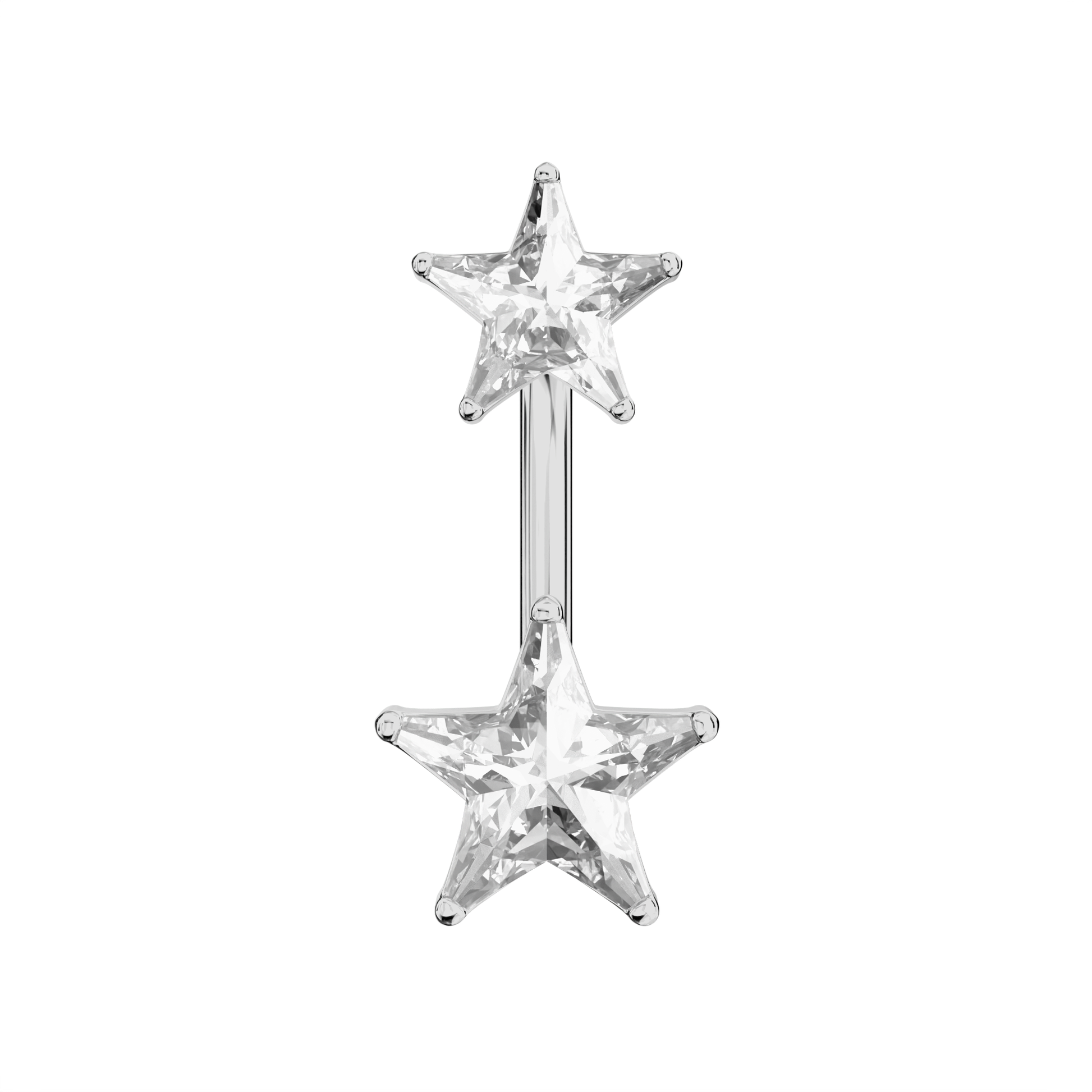 925 Sterling Silver Jewelled Star Studded Spinal Belly Button Ring - Monster Piercing