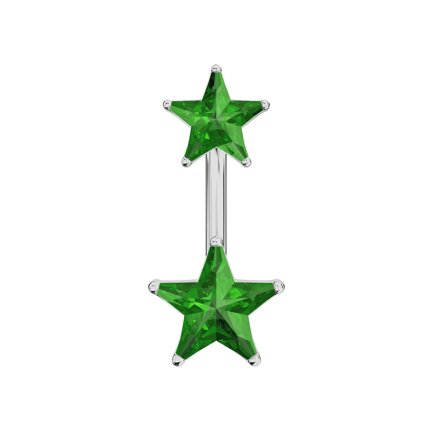 925 Sterling Silver Jewelled Star Studded Spinal Belly Button Ring - Monster Piercing