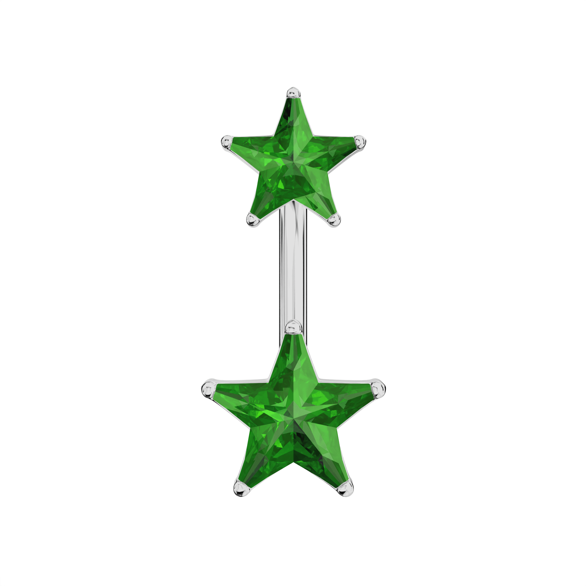 925 Sterling Silver Jewelled Star Studded Spinal Belly Button Ring - Monster Piercing