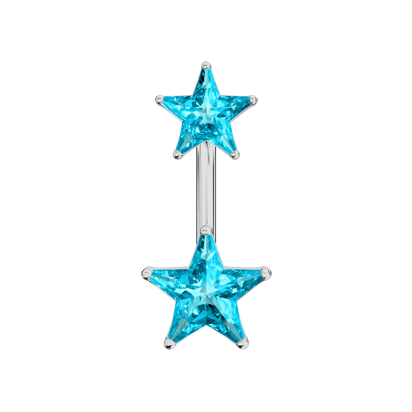 925 Sterling Silver Jewelled Star Studded Spinal Belly Button Ring - Monster Piercing