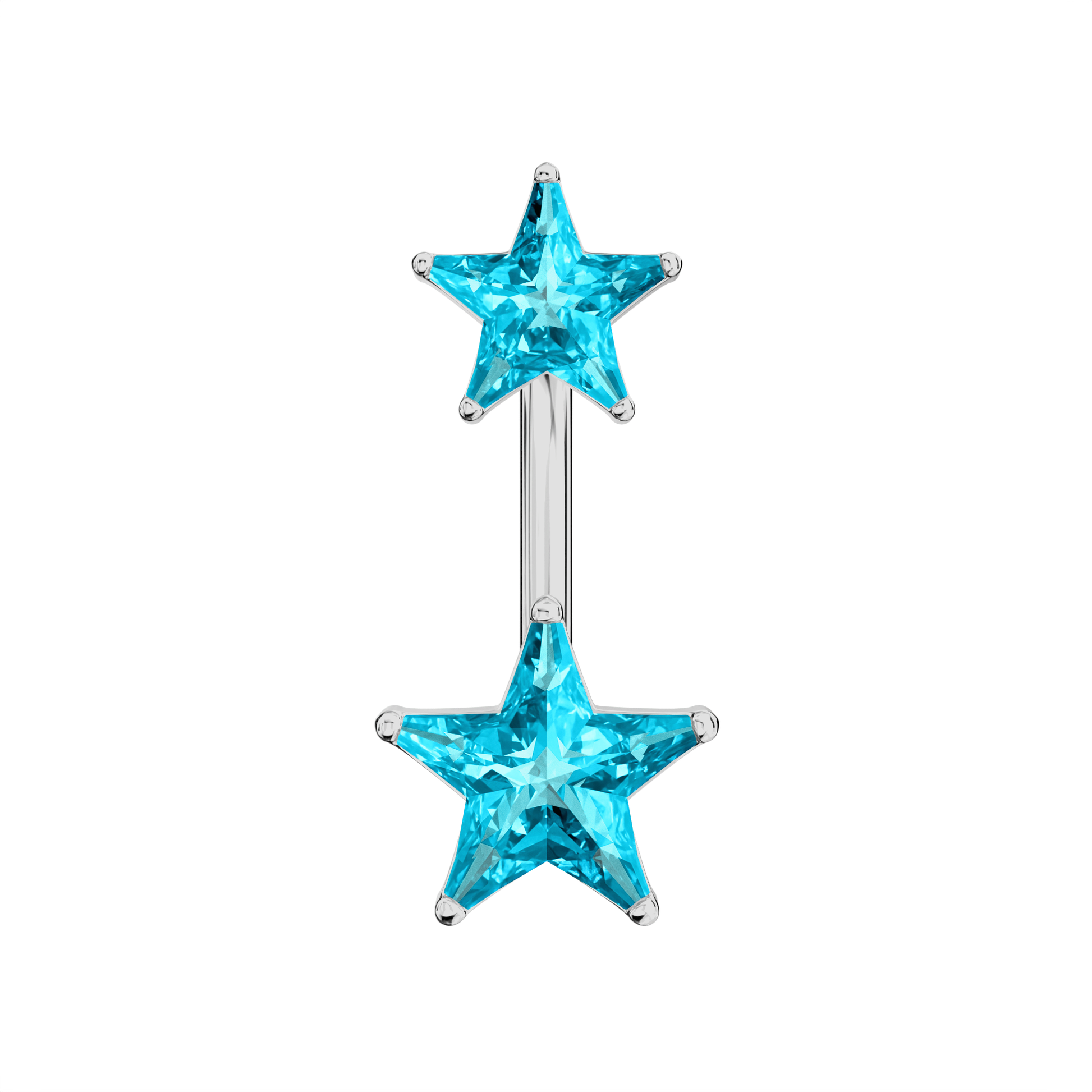 925 Sterling Silver Jewelled Star Studded Spinal Belly Button Ring - Monster Piercing