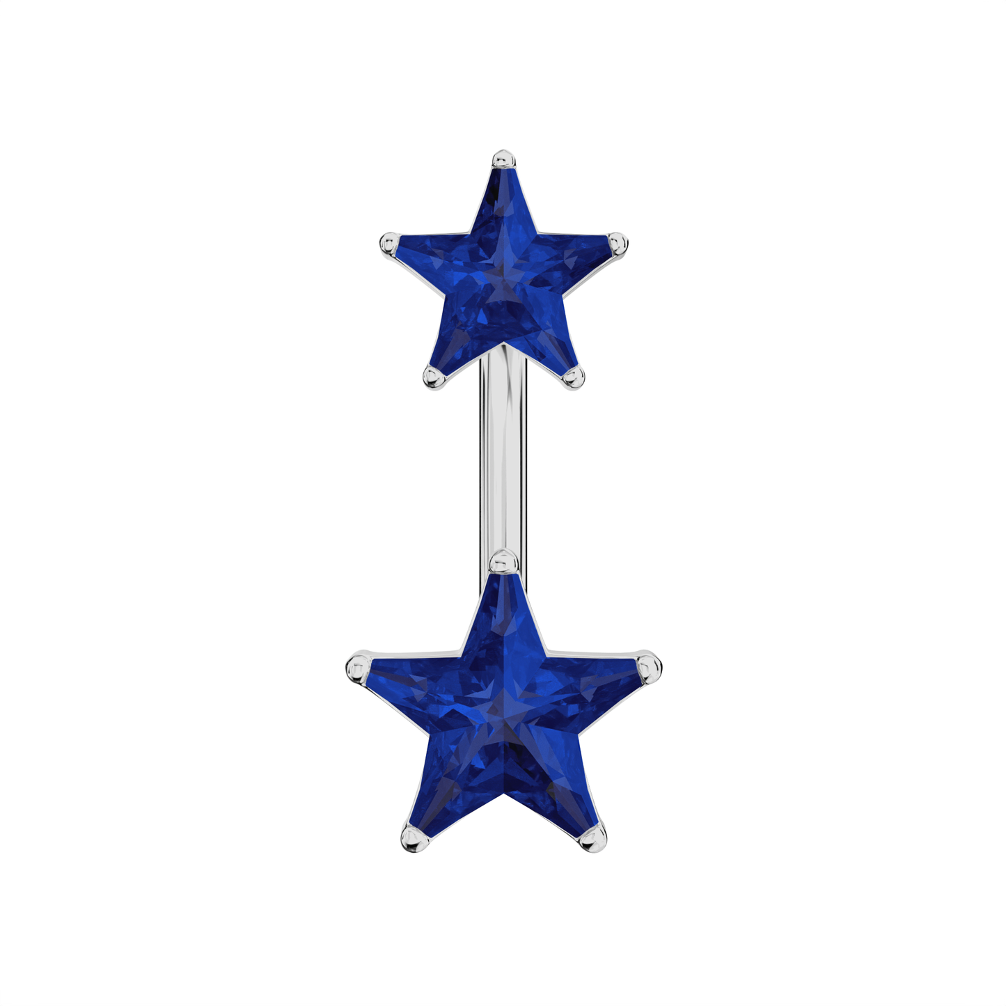 925 Sterling Silver Jewelled Star Studded Spinal Belly Button Ring - Monster Piercing