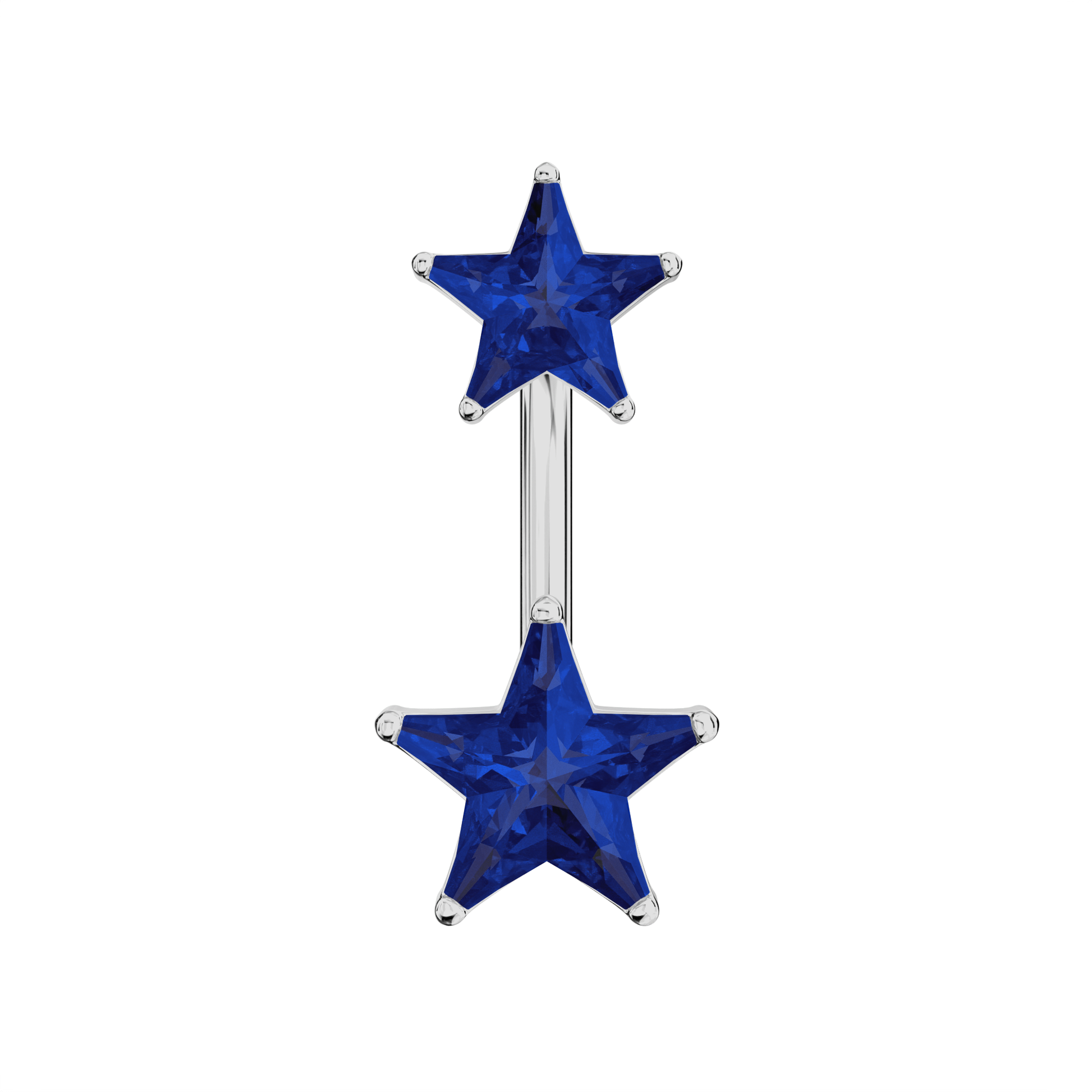 925 Sterling Silver Jewelled Star Studded Spinal Belly Button Ring - Monster Piercing