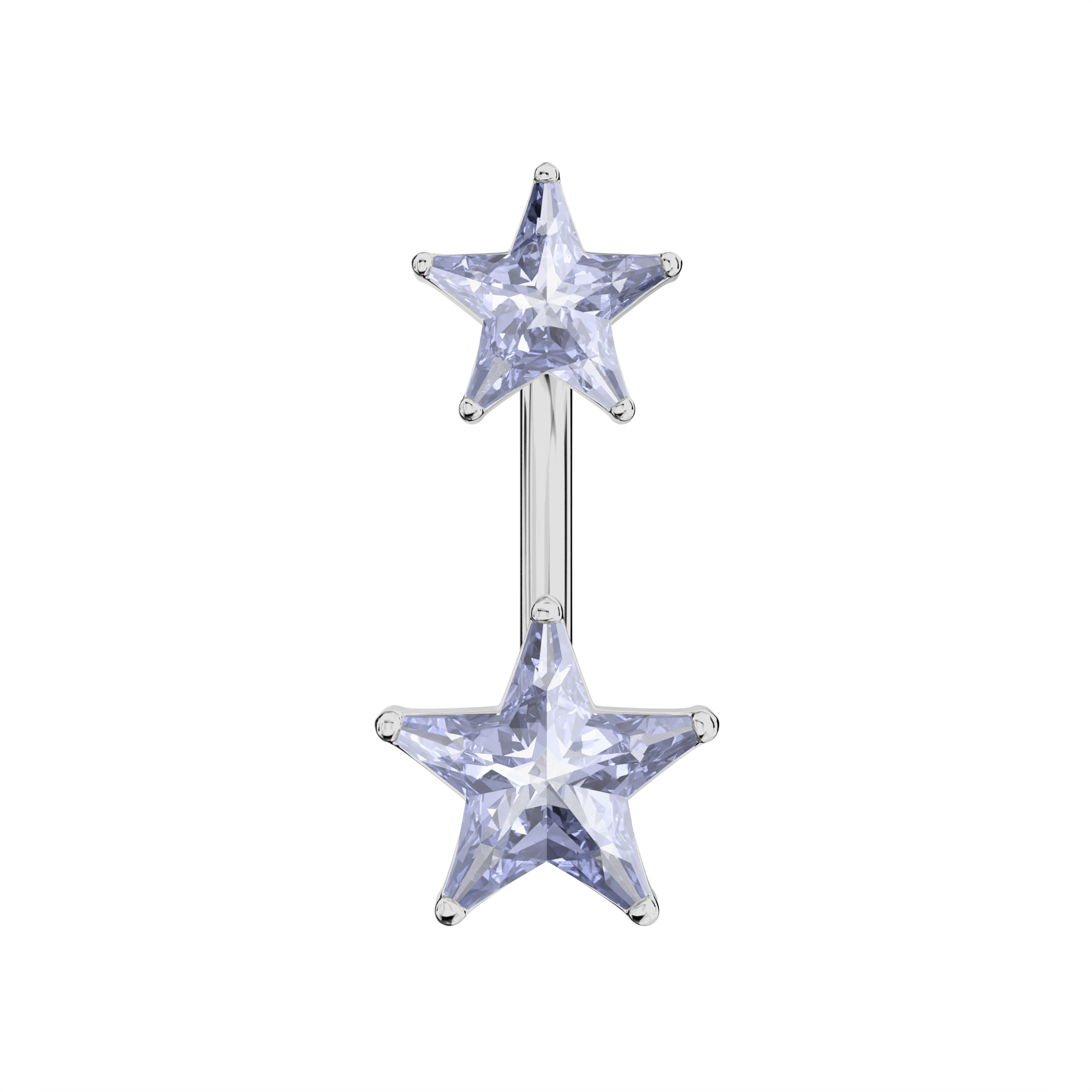 925 Sterling Silver Jewelled Star Studded Spinal Belly Button Ring - Monster Piercing