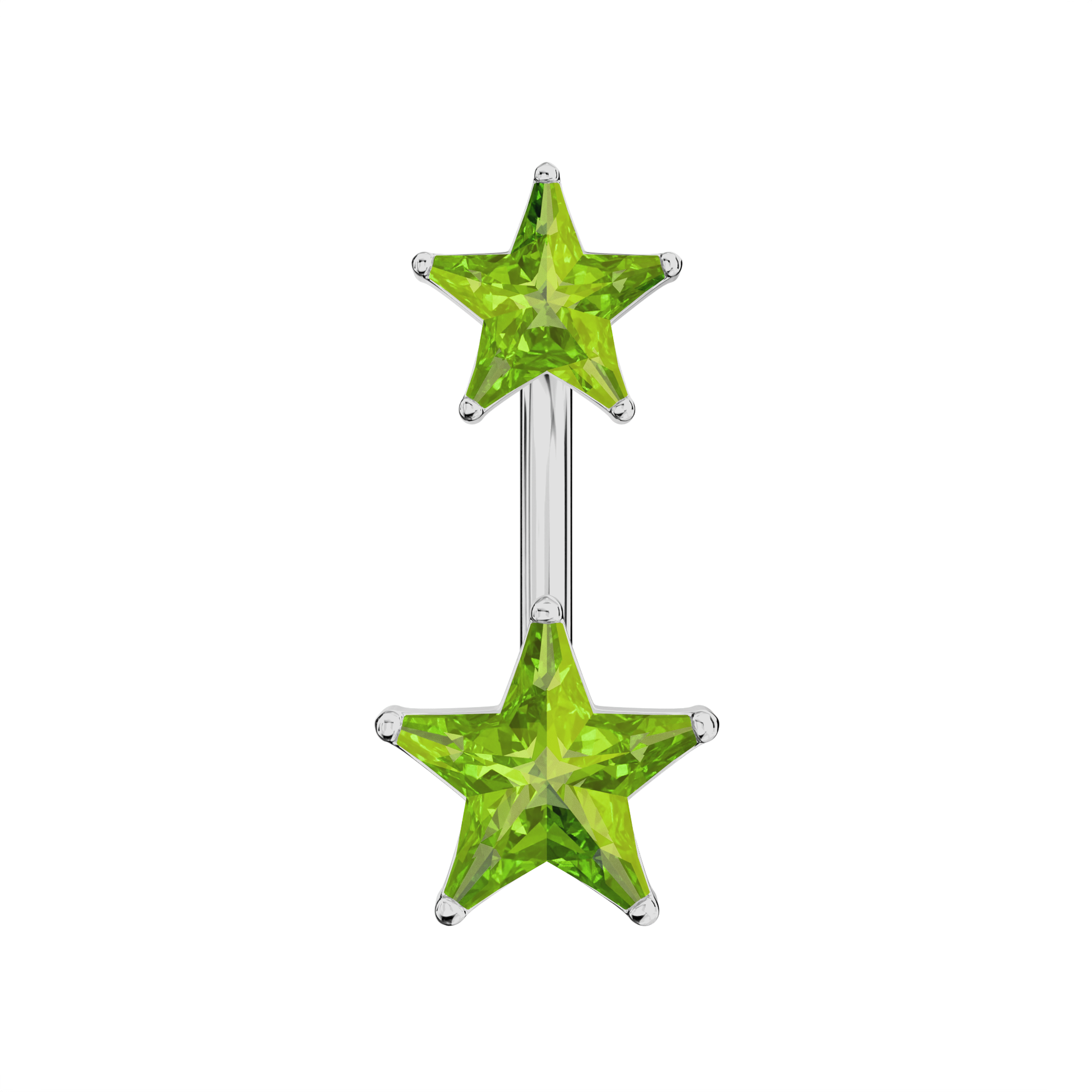 925 Sterling Silver Jewelled Star Studded Spinal Belly Button Ring - Monster Piercing