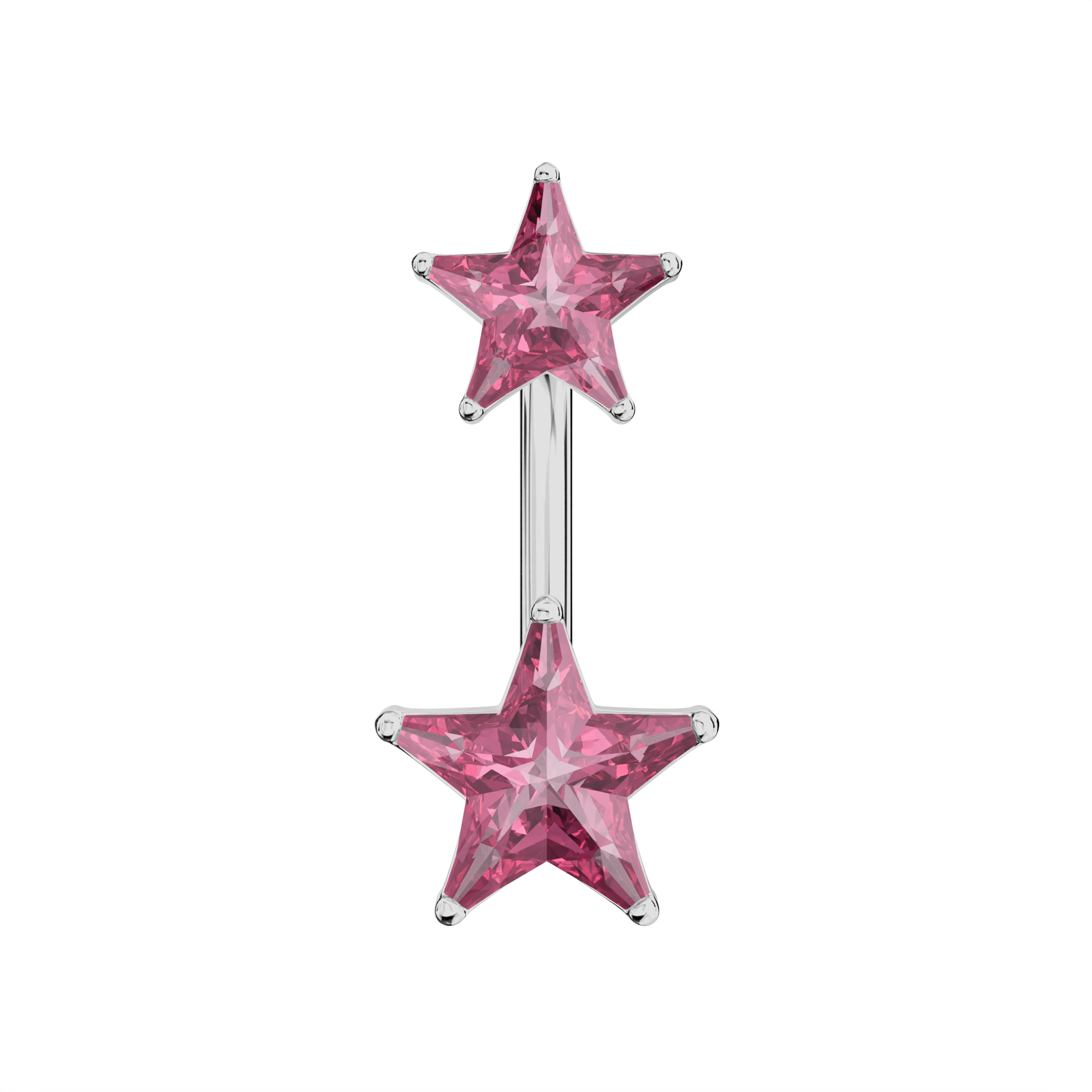 925 Sterling Silver Jewelled Star Studded Spinal Belly Button Ring - Monster Piercing