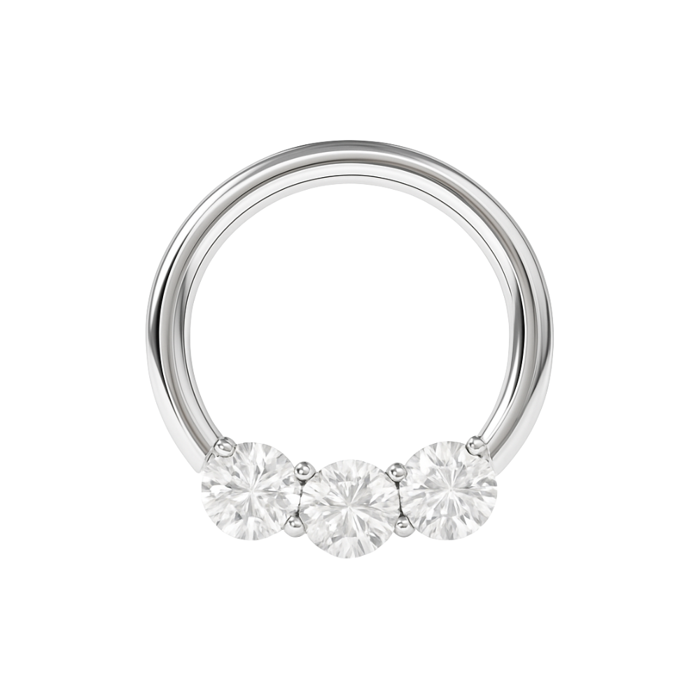 G23 Titanium Tri-Jewelled Hinged Segment Clicker Ring - Monster Piercing