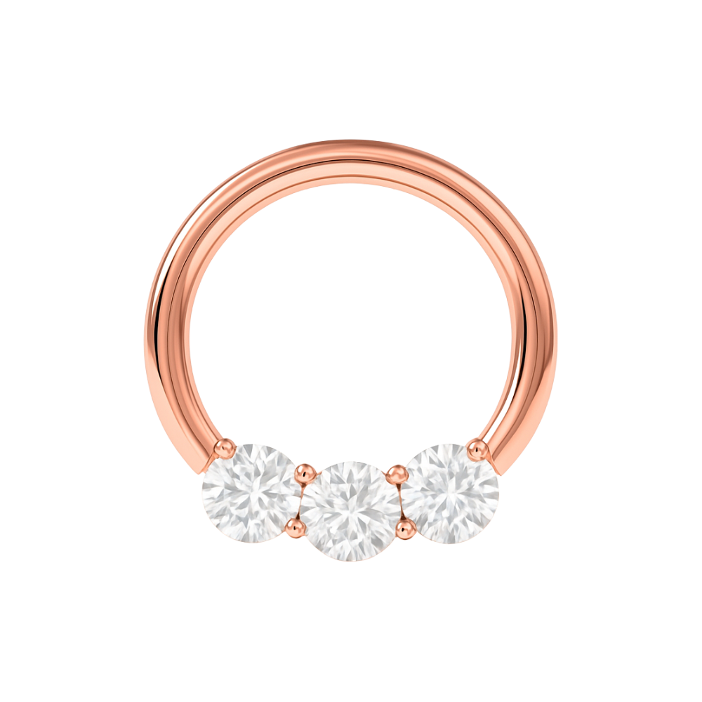 G23 Titanium Tri-Jewelled Hinged Segment Clicker Ring - Monster Piercing