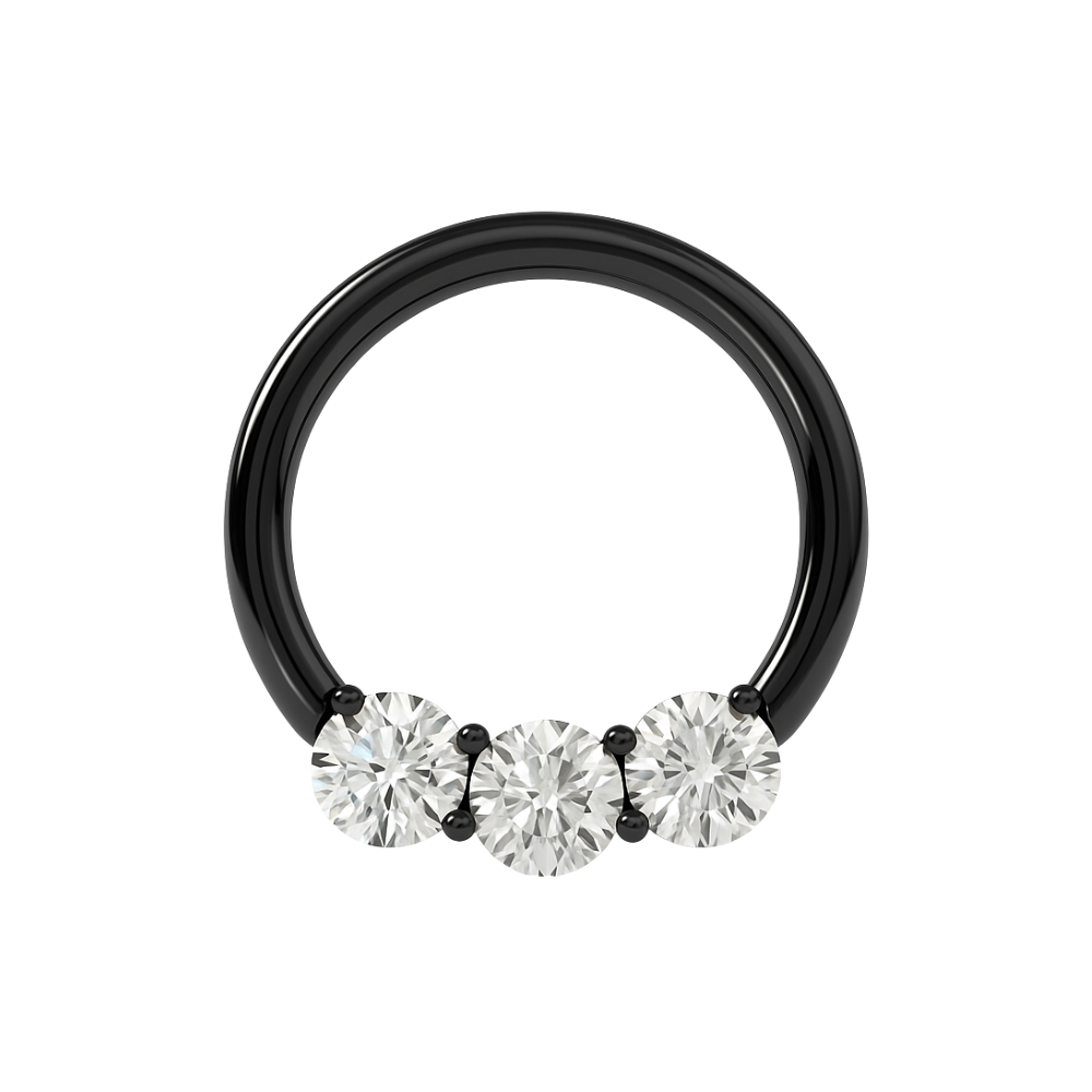 316L Surgical Steel Prong Set Clear CZ Stones Hinged Segment Clicker Ring - Monster Piercing