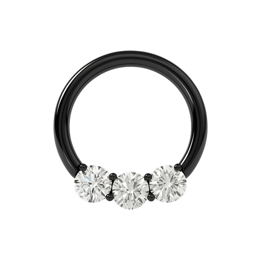 316L Surgical Steel Prong Set Clear CZ Stones Hinged Segment Clicker Ring - Monster Piercing