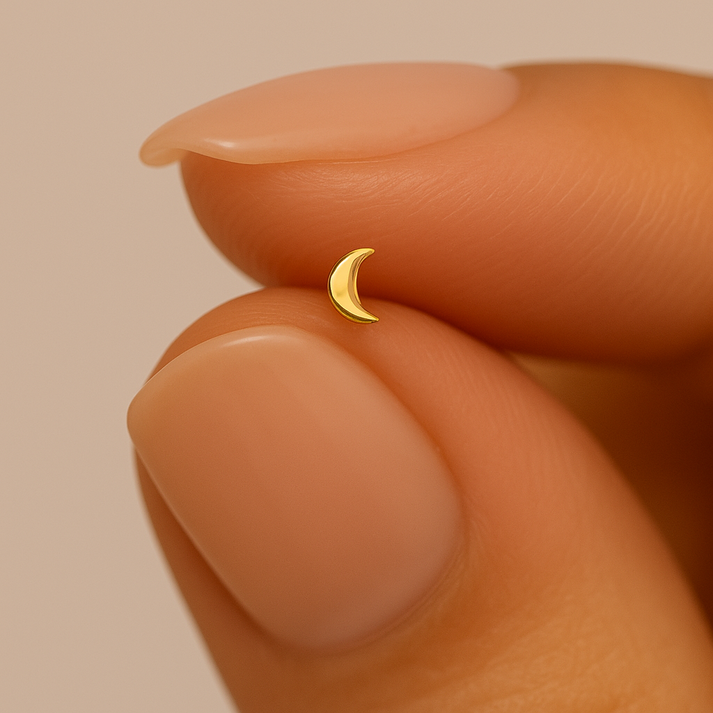 9K Gold Crescent Cut Design Nose Bone - Monster Piercing