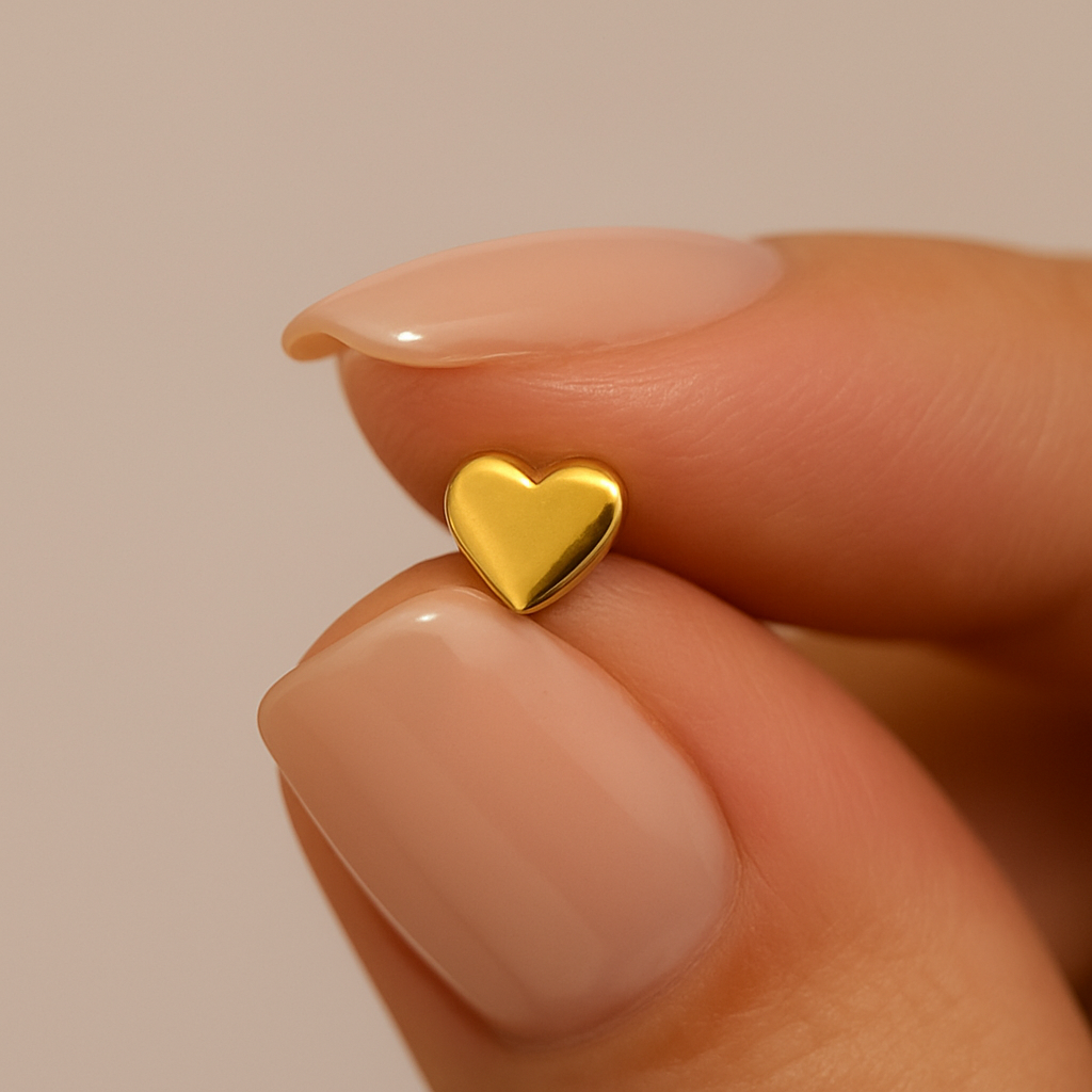 14K Gold Emboss Heart Nose Bone Default Title
