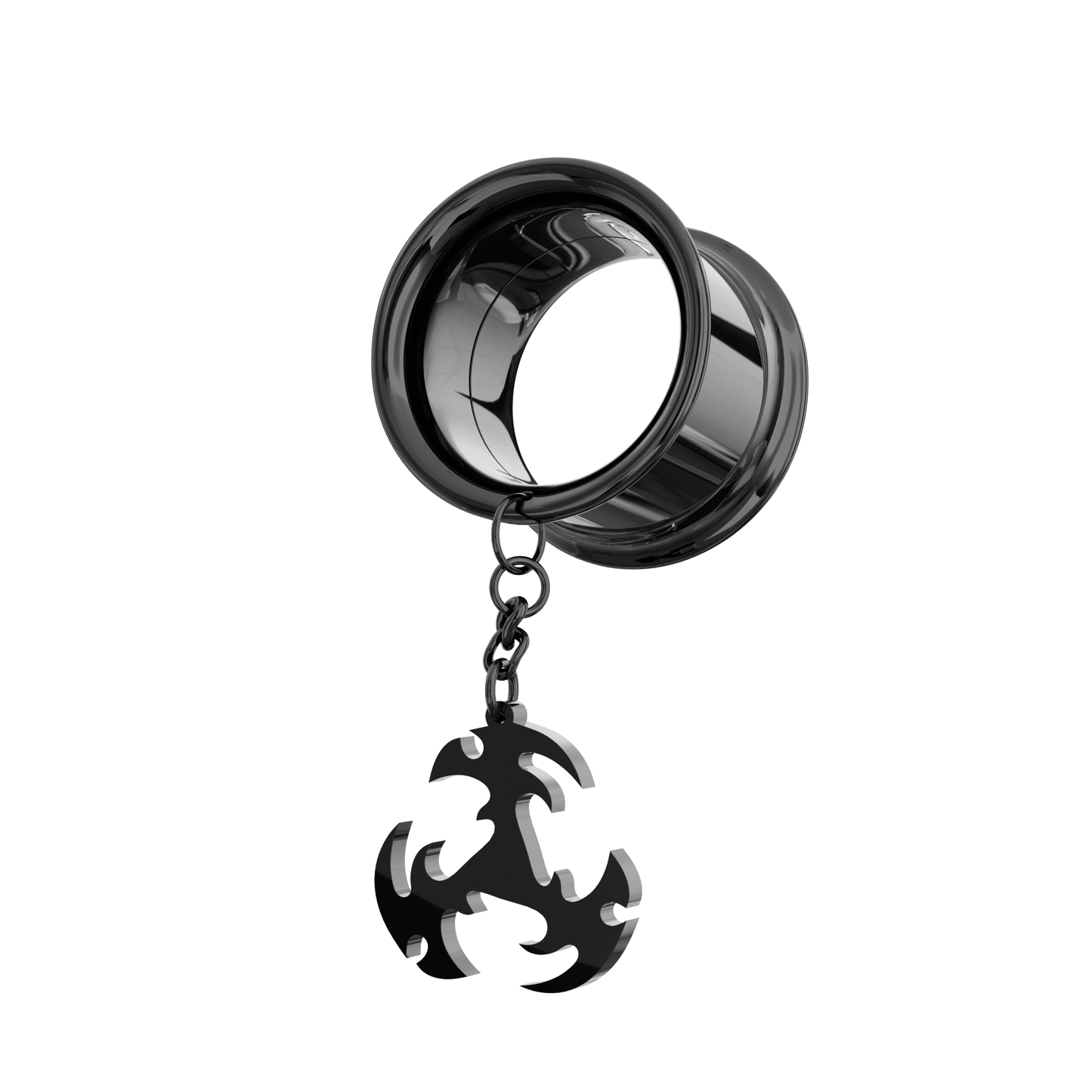 316L Surgical Steel Dangling Ninja Star Internally Threaded Tunnel