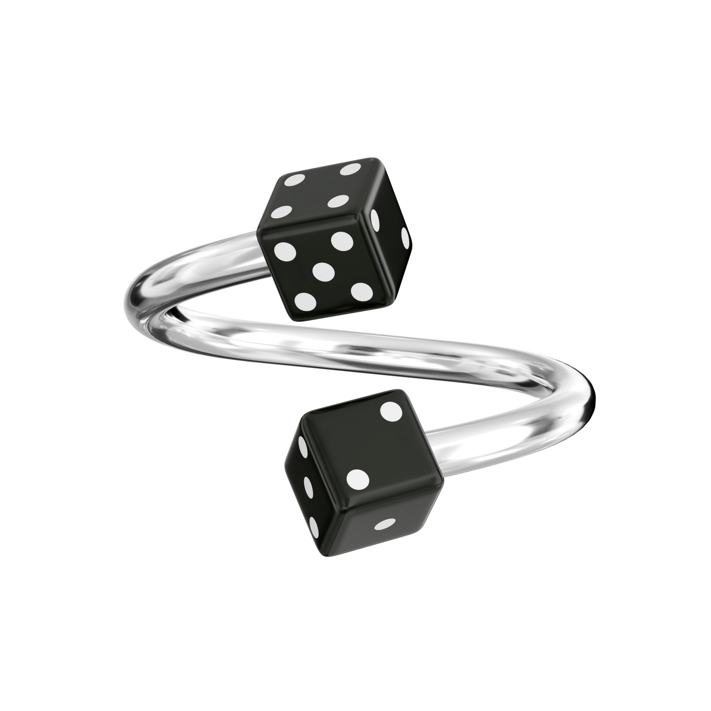 316L Surgical Steel Spiral Barbell with UV Dice - Monster Piercing