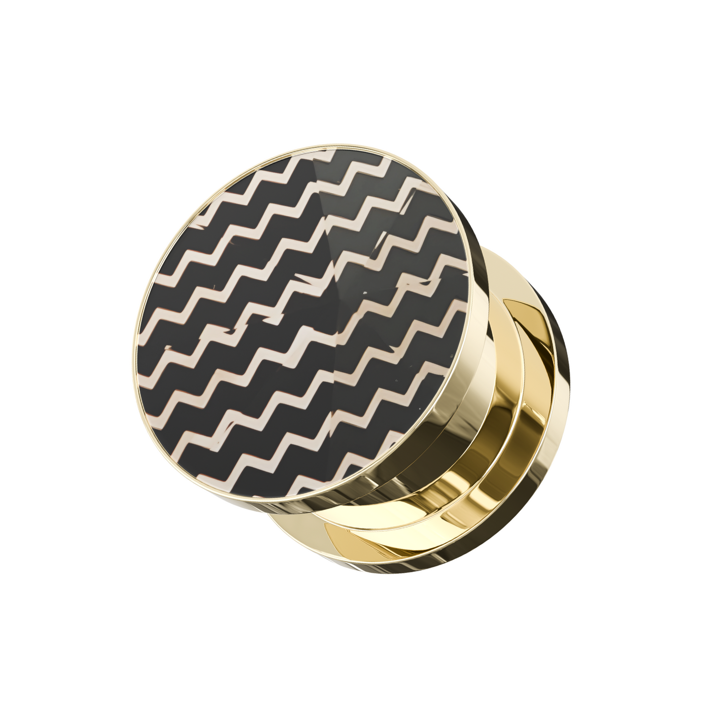 316L Surgical Steel Gold PVD Plated Cut-Out ZigZag Screw Fit Flesh Tunnel