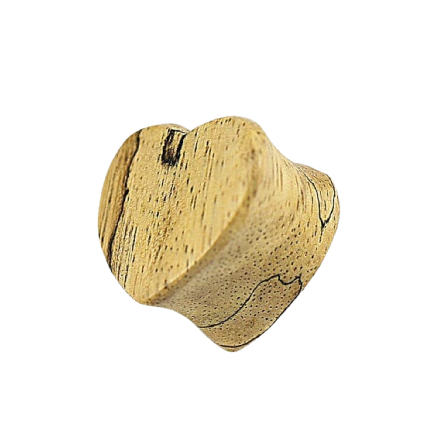 Organic Light Tamarind Wood Double Flared Heart Ear Plug