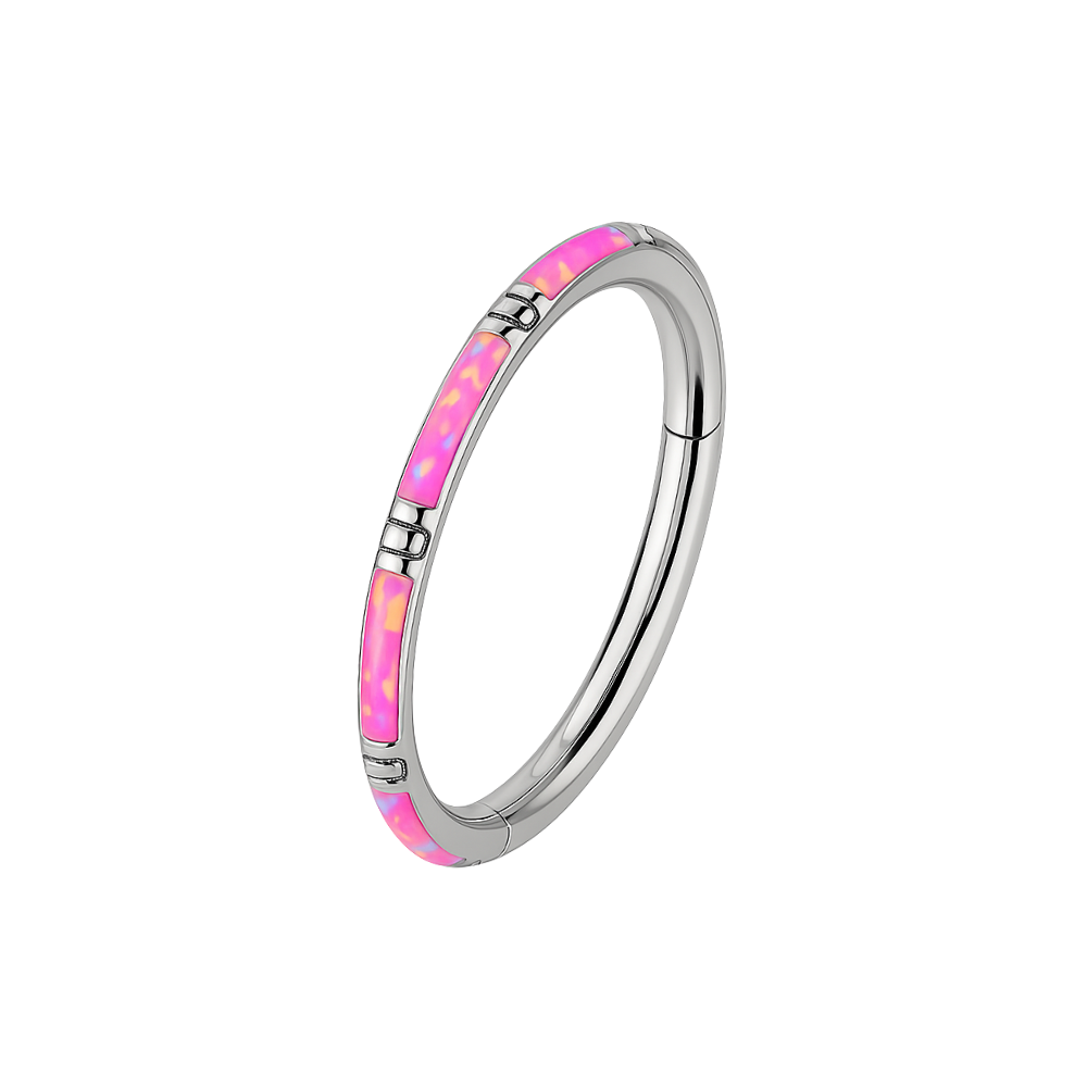 316L Surgical Steel Opal Studded Hinged Segment Clicker Ring - Monster Piercing