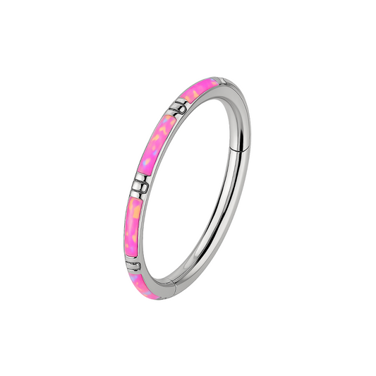 316L Surgical Steel Opal Studded Hinged Segment Clicker Ring - Monster Piercing