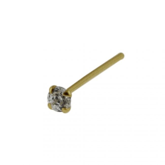 9K Gold CZ Jewelled Straight Nose Stud - Monster Piercing