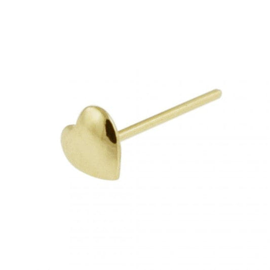 9K Gold Embossed Heart Straight Nose Stud - Monster Piercing