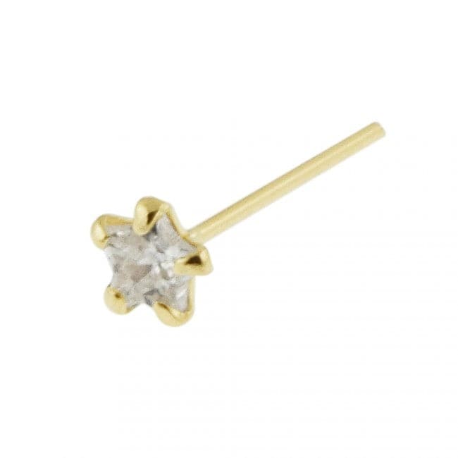 9K Gold Star CZ Jewelled Nose Stud - Monster Piercing