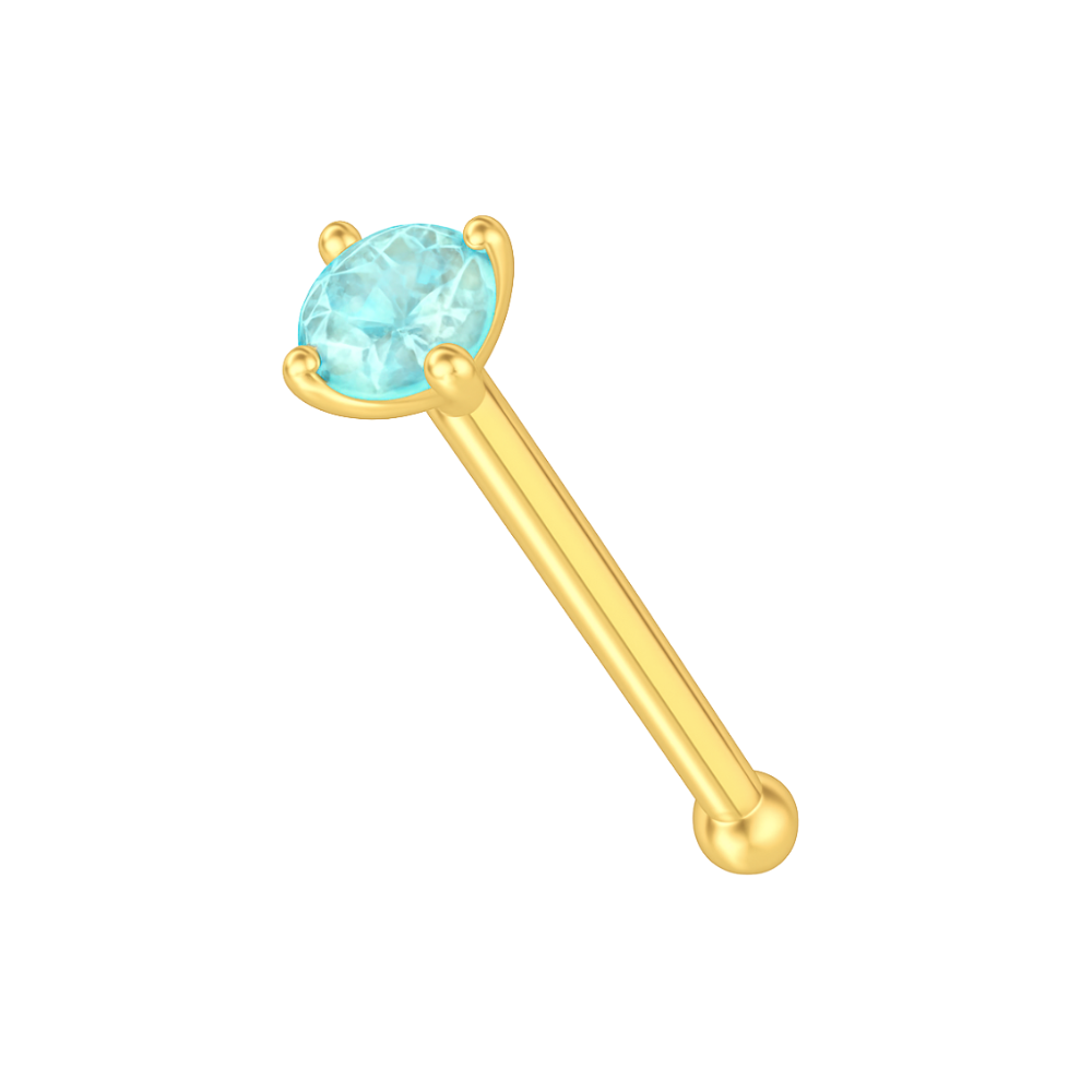 9K Gold with Colourful Crystal Stone Jewelled in Prong set Nose Bone - Monster Piercing