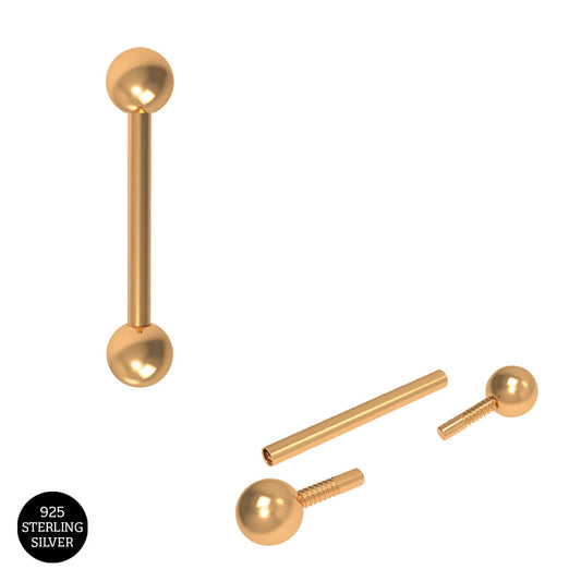 925 Sterling Silver Straight Tongue Barbell with Ball Tongue Bars Silver Silver / 14mm Silver / 16mm Silver / 19mm Yellow Gold Plated / 14mm Yellow Gold Plated / 16mm Yellow Gold Plated / 19mm Rose Gold Plated / 14mm Rose Gold Plated / 16mm Rose Gold Plated / 19mm