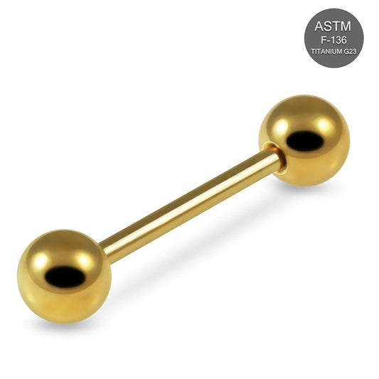 G23 Titanium Gold Anodised Straight Tongue Barbell with Ball - Monster Piercing