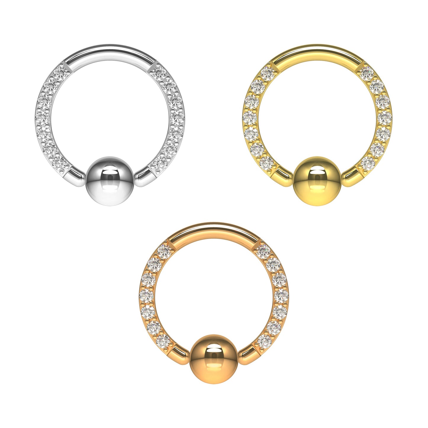 G23 Titanium Cubic Zirconia Studded BCR - Monster Piercing