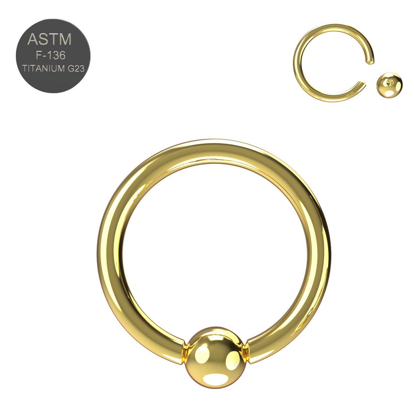 G23 Titanium Gold Anodised Captive Bead Ring - Monster Piercing