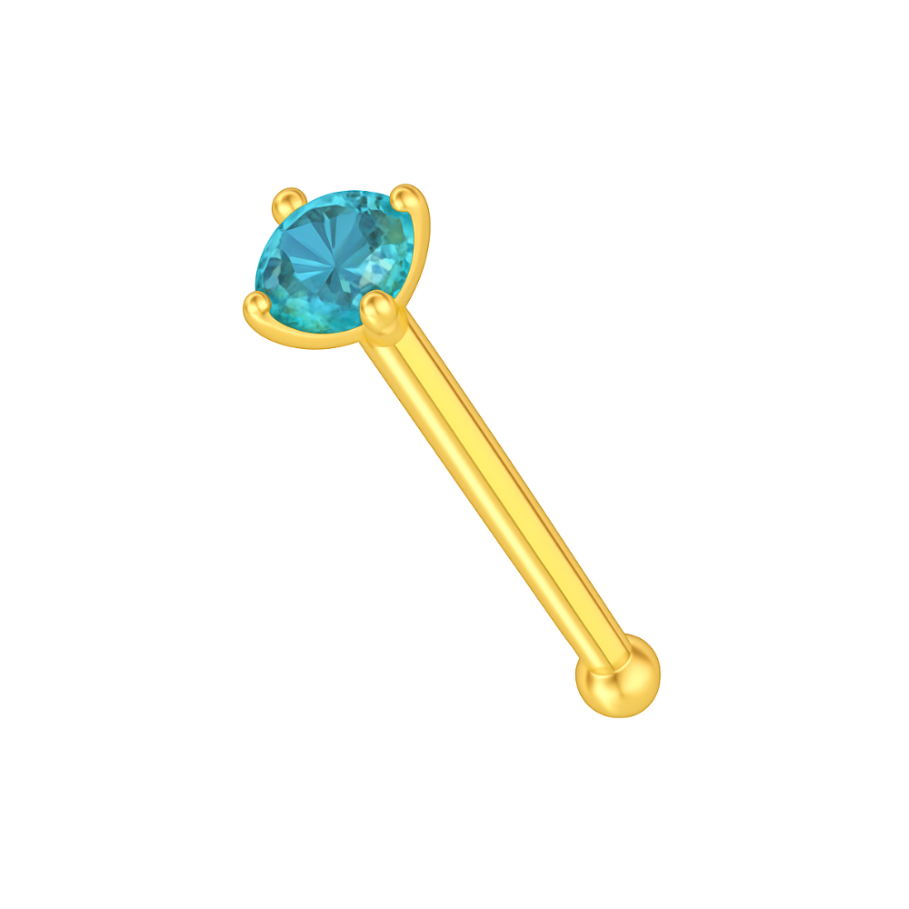 9K Gold with Colourful Crystal Stone Jewelled in Prong set Nose Bone - Monster Piercing