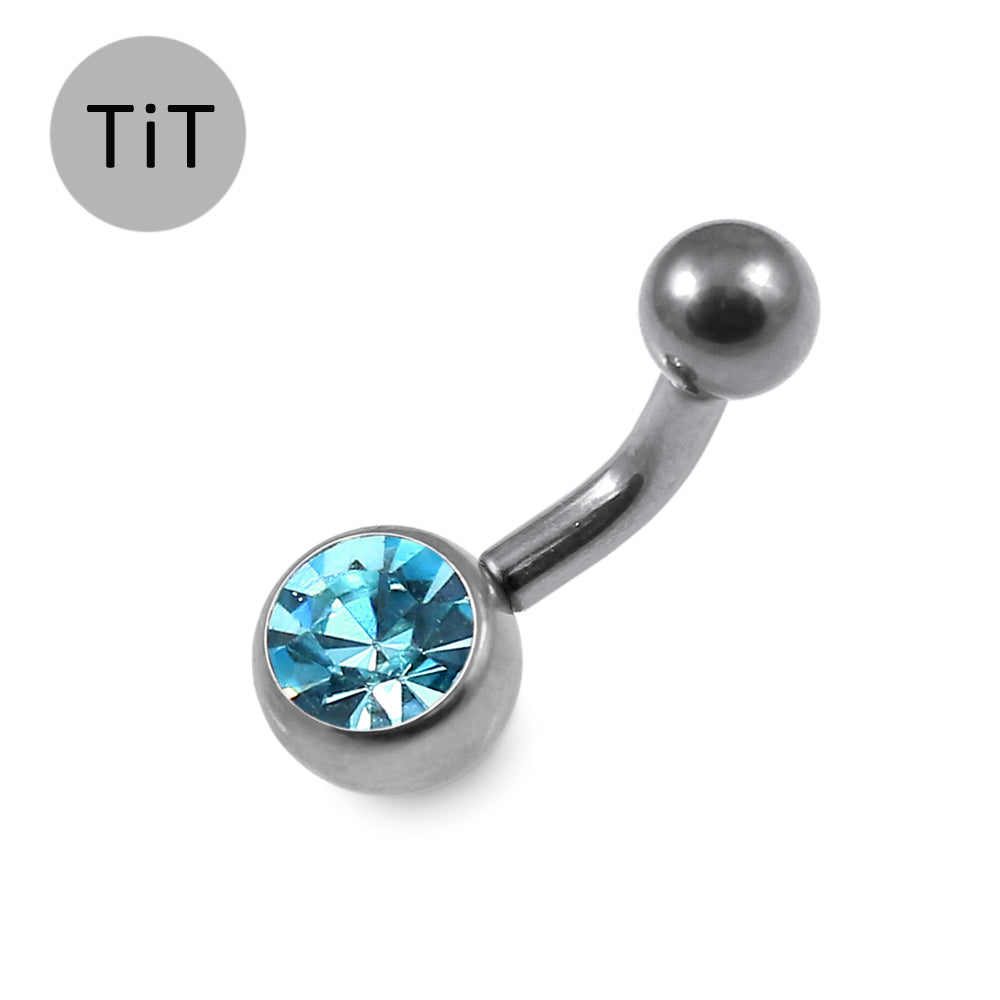 G23 Titanium Single Jewelled  Belly Banana Ring - Monster Piercing